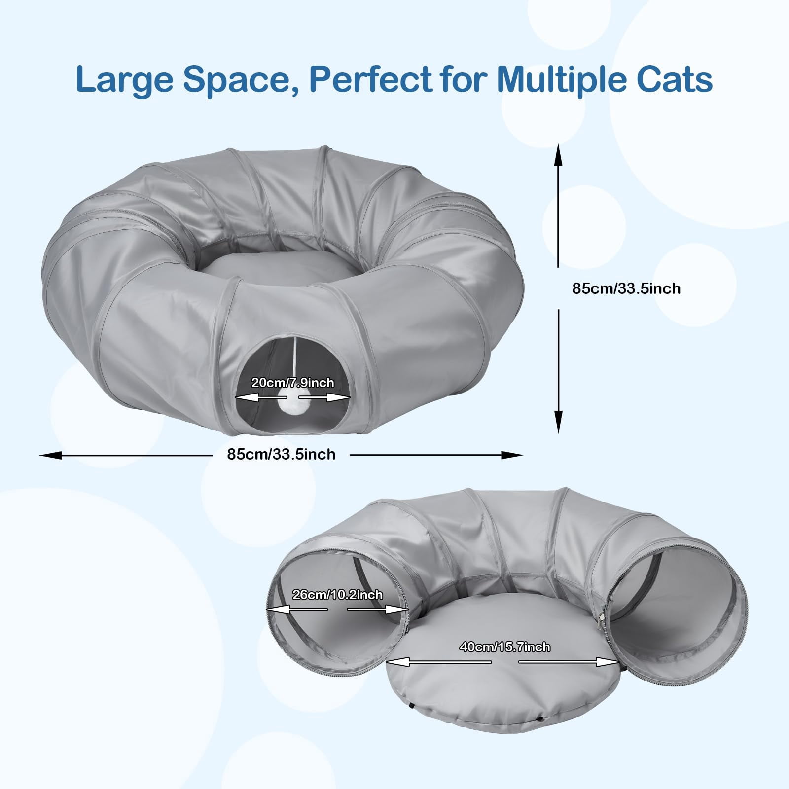 Cat Tunnel Bed With 20 Interactive Toys  3-in-1 Diy Collapsible Plush Tube Washable Mat Large Indoor Play Cave For Kittens And Small Animals