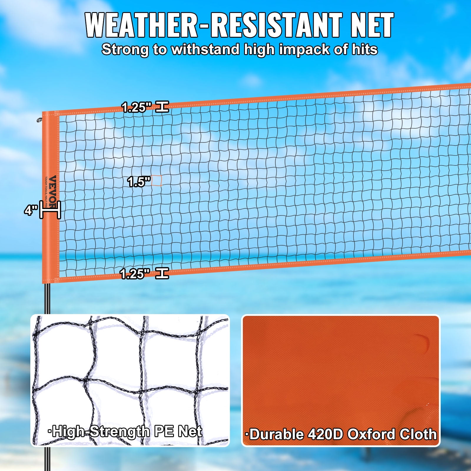 BENTISM 4-Way Volleyball Net ,Four Square Badminton Net Adjustable Heights- Backyard & Beach Game Set w/ Volleyball Ball & Carry Bag & Pump for Adults Kids, Quick Assemble