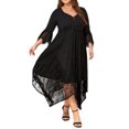 thumbnail image 5 of LilyLLL Plus Size XL-6XL Womens 3/4 Sleeve Lace Gothic Long Dress Casual Party Gown, 5 of 6