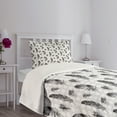 thumbnail image 5 of Ambesonne Feather Quilted Bedspread Set 2 Pcs, Grunge Geometric Gothic, Twin Size, Pale Grey Black White, 5 of 6