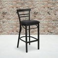 thumbnail image 3 of Flash Furniture 2 Pack HERCULES Series Black Two-Slat Ladder Back Metal Restaurant Barstool - Black Vinyl Seat, 3 of 8