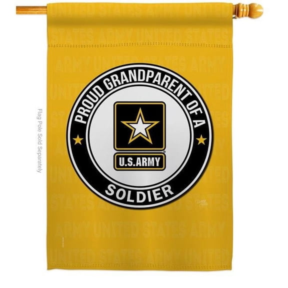 Breeze Decor  Proud Grandparent Soldier House Flag Armed Forces Army 28 x 40 in. Double-Sided Decorative Vertical Flags for Decoration Banner Garden Yard Gift