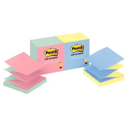 - Post-it Pop-up Notes Original Pop-up Refill, Alternating Marseille Colors, 3 x 3, 100-Sheet, 12/Pack
