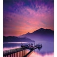 thumbnail image 3 of Landscape Duvet Cover Set, Seashore in Nantou Taiwan Majestic Cloudy Sky Scenery Lake Boats Mountain, Decorative 3 Piece Bedding Set with 2 Pillow Shams, Queen Size, Pink Purple, by Ambesonne, 3 of 3