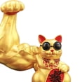thumbnail image 3 of Figurine de Muscle de Gros Chat Chinoise Lucky Cat à Bras Ondulant Porte-Bonheur Feng Shui Décoration Intérieure de Porte de Maison Riche Dorée, 3 of 8