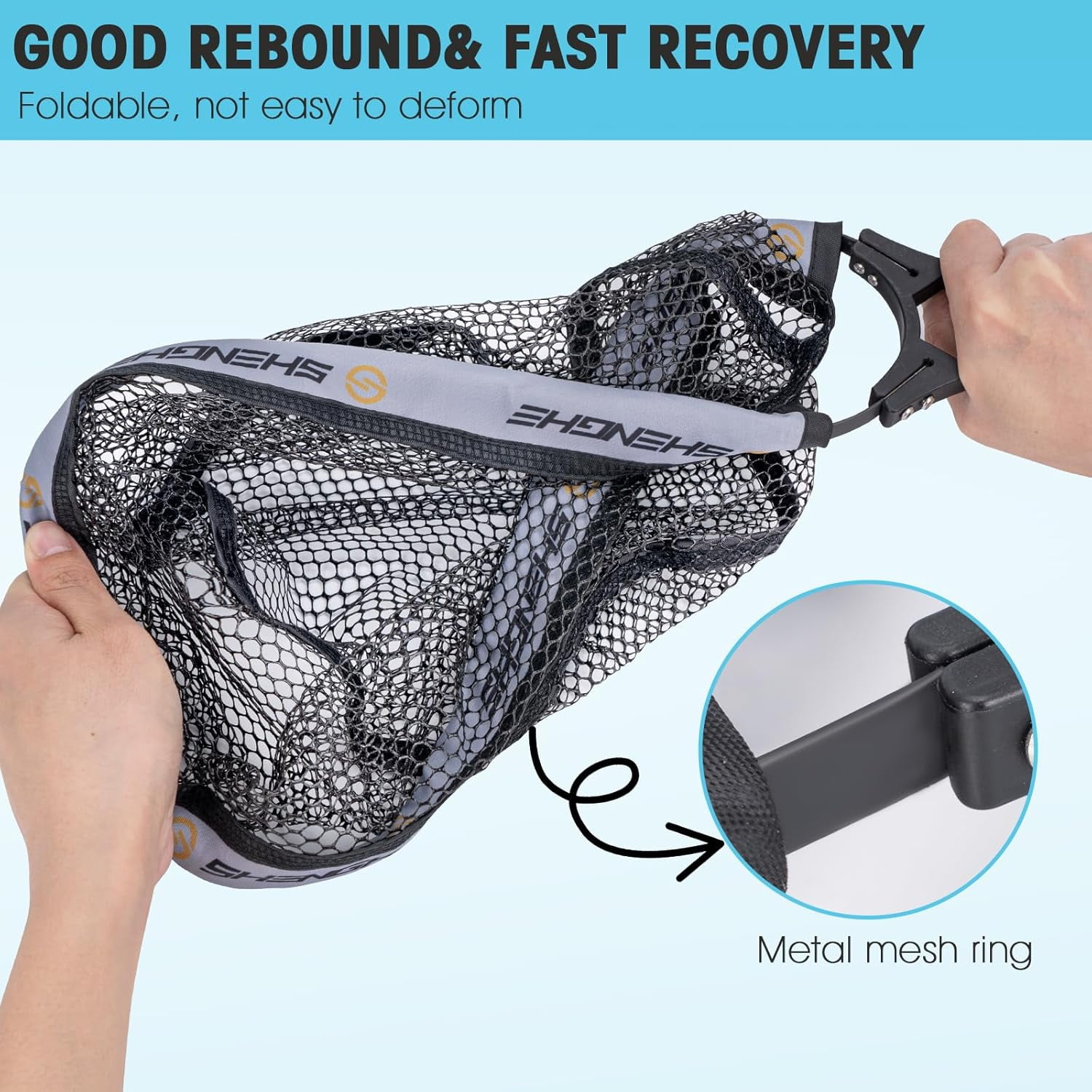 Fly Fishing Net Trout Net Kayak Fishing Net Freshwater Trout Fishing Landing Net Rubber Mesh for Catch and Release Portable