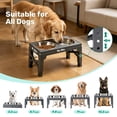 thumbnail image 2 of Heeyoo Adjustable Height Large Plastic Elevated Bowl with 2 Stainless Steel Dog Bowls for Dogs, Gray, 2 of 7