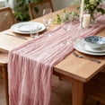 thumbnail image 7 of PoyoKee Cheesecloth Table Runner, 71" x 35" Voile Pleated Table Cloth, Gathered Tablecloth Party Decorations for Weddings Dessert Desk Home Decor, 7 of 7