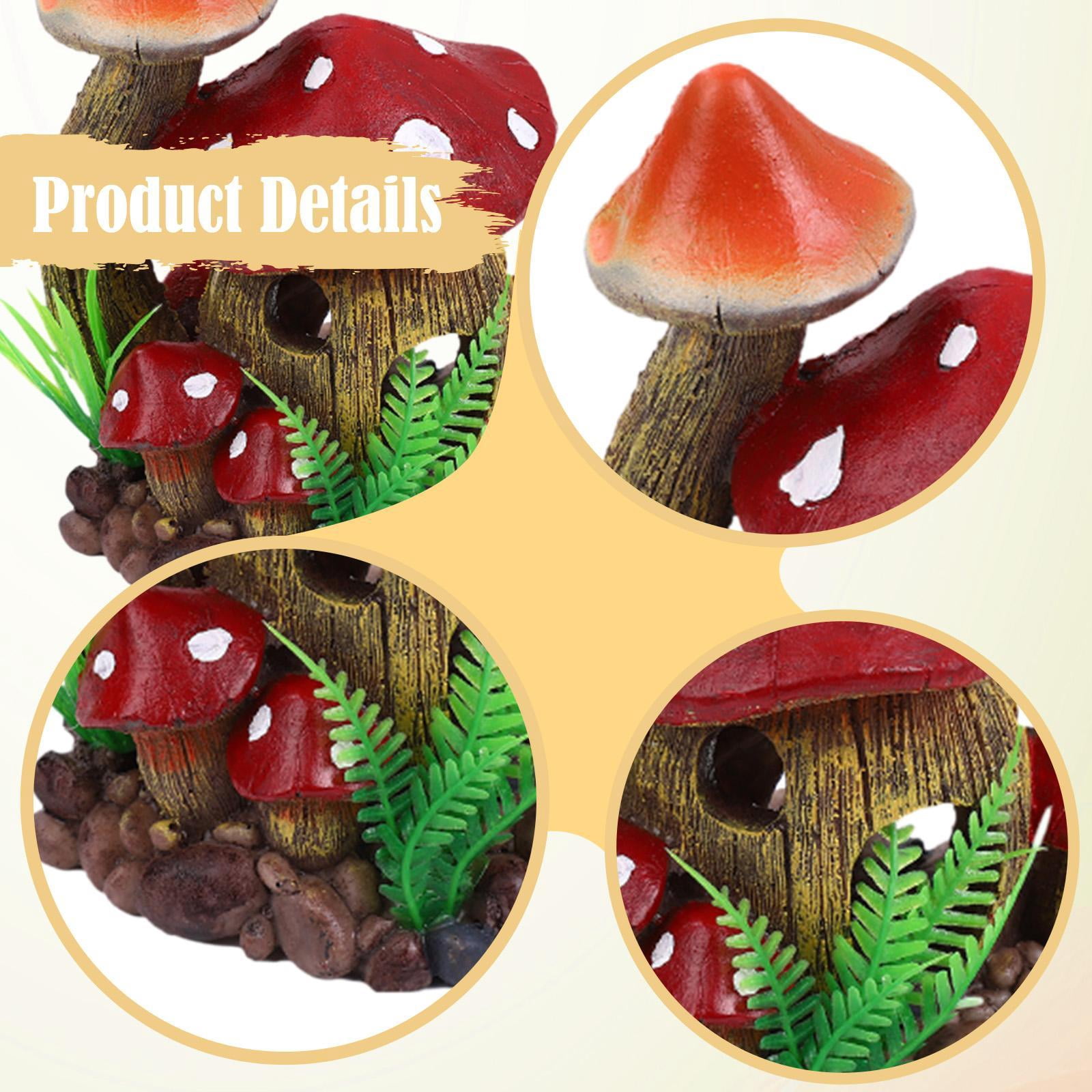 Serenable Aquarium Mushroom House,Mushroom Cottage Ornament,Fairy Garden Decorations, Tank Decoration Hideout for Shrimp Reptiles