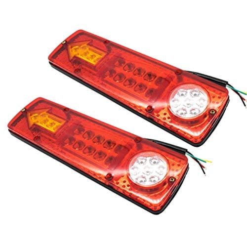 All Star Truck Parts] [2ND GENERATION ULTRA BRIGHT 23 LED Red Amber White Integrated Trailer Tail Lights Bar 12V Turn Signal Running Lamp for Trailer UTV UTE RV ATV Box Truck Left and Right (2 Pack)