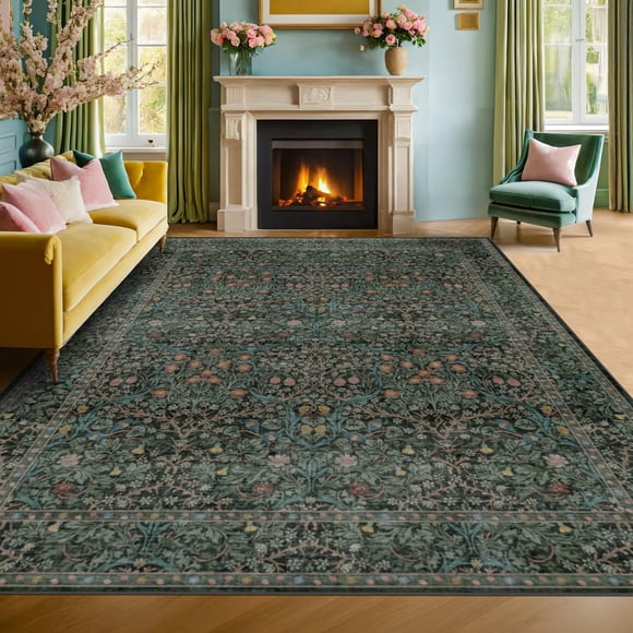 Alfombra Hazo Haus Vintage Floral 274x366 cm Verde oscuro