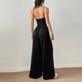 thumbnail image 6 of JULMCOMO Jumpsuits for Women Scoop Neck Spaghetti Strap Casual Rompers High Waisted Wide Leg Summer Loose Fit Overalls with Pockets Black XL, 6 of 6