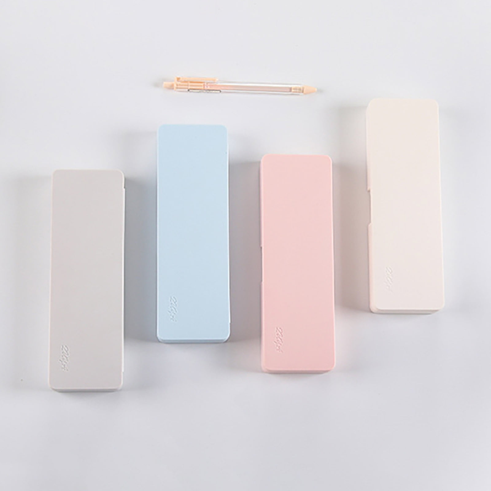 Plastic Pencil Case Transparent Plastic Stationery Case Frosted Clear Pencil Box with Hinged Lid Small Pencil Box Plain White Pencil Case Storage Box for Students Office Supplies