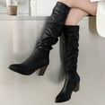 thumbnail image 1 of Botas cálidas de otoño e invierno, punta estrecha, tacones altos gruesos y botas finas hasta la rodilla para mujer Wmkox8yii  hfjk998, 1 of 5
