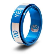 CritSuccess Yes/No Dice Ring Spinner (Size 14.5 - Stainless Steel - Blue)