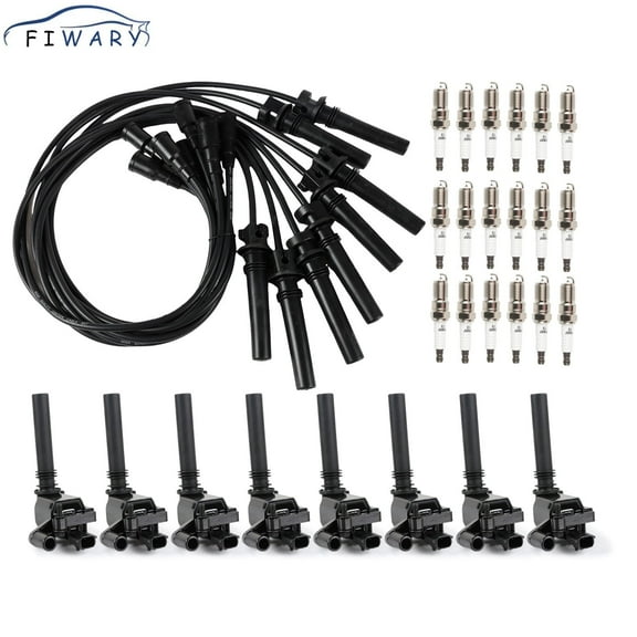 FIWARY 8PCS UF378 Ignition Coils Pack & 16PCS Iridium Spark Plugs & 8PCS Spark Plug Wires Set Compatible with Chrysler Dodge Jeep Magnum Gran Cherokee 300 5.7L V8