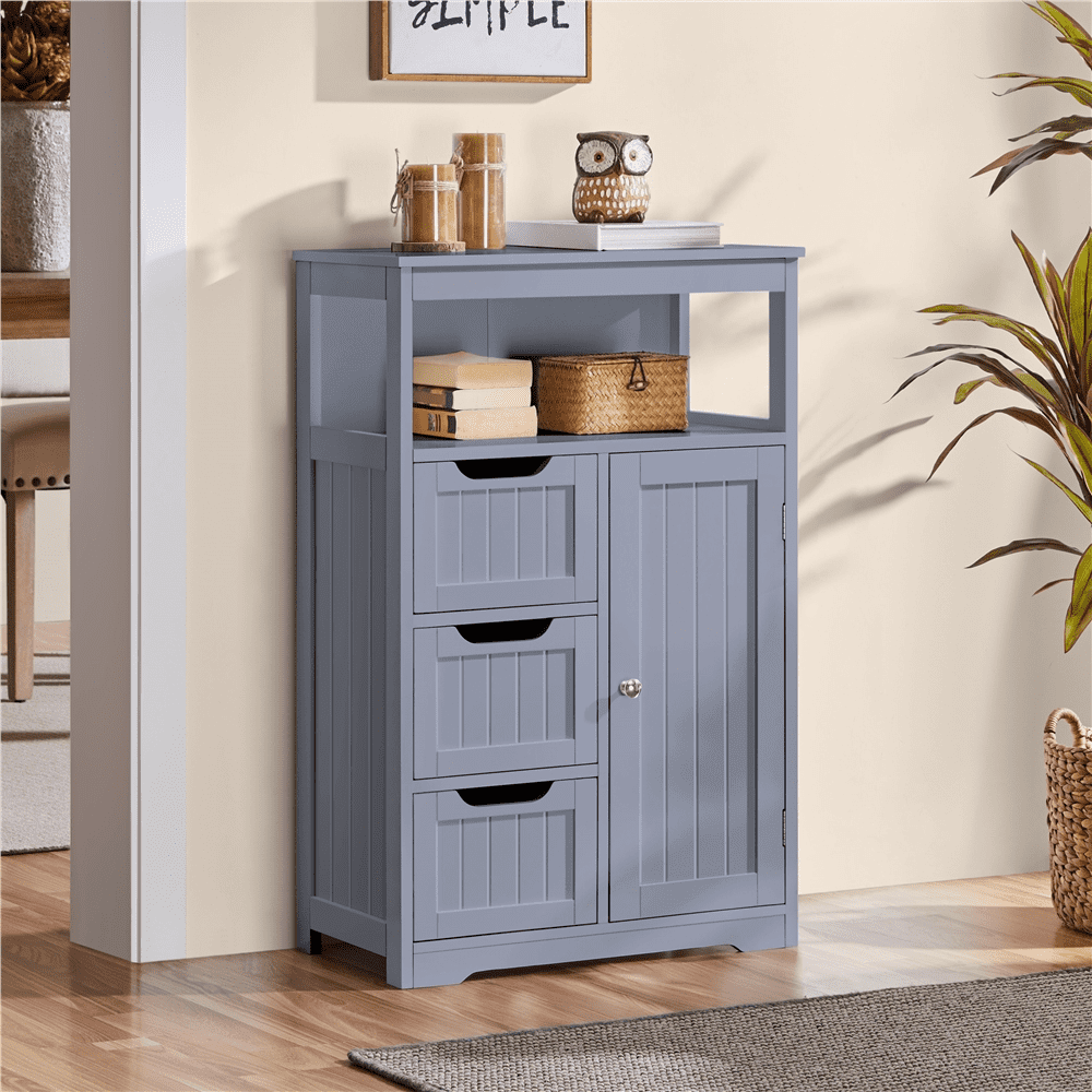 Alden Design Wooden Floor Storage Cabinet for Bathroom, 22"L*12"W *34"H, Gray