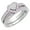 Sterling Silver, variant on Collection Round Pink Sapphire & White Diamond Heart Bridal Engagement Ring with Band Set for Women in 925 Sterling Silver, Size 8.5