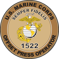 thumbnail image 1 of U.S.M.C. MOS 1522 Offset Press Operator Decal 5.5" - Desert Tan, 1 of 1