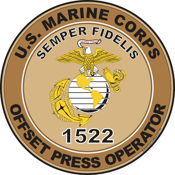 U.S.M.C. MOS 1522 Offset Press Operator Decal 5.5" - Desert Tan