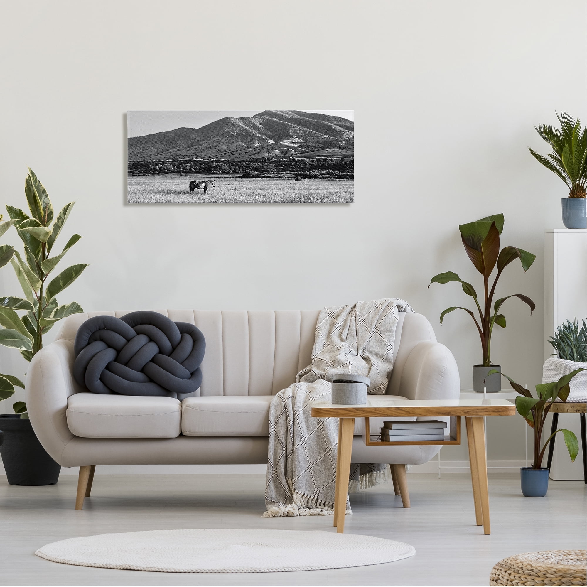 Stupell Industries Horse in Mountains Landscape Photography Gallery Wrapped Canvas Art Print Wall Art, 40 x 17