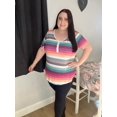 thumbnail image 4 of TIYOMI Plus Size Tops For Women Short Sleeve Henley Shirts Colorful Buttons Down Summer T-shirts Rainbow Stripe Henley Crewneck Casual Tunics XL 16W 18W, 4 of 7