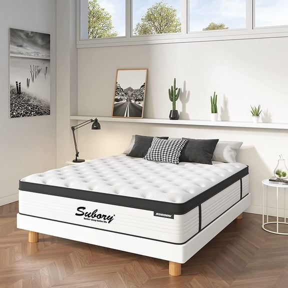 [100-Night Free Trial]Subory 10" Memory Foam Hybrid Mattress in a box/ Pocket Innersprings for Motion Isolation / Edge Support/Medium Firm, Full