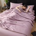 thumbnail image 1 of Juego de fundas finas y frescas de verano, estilo informal, con el diseño del estampado, rellenos de fibra, ajuste del aire acondicionado + sábana + funda de almohada, lavable al agua, 1 of 3
