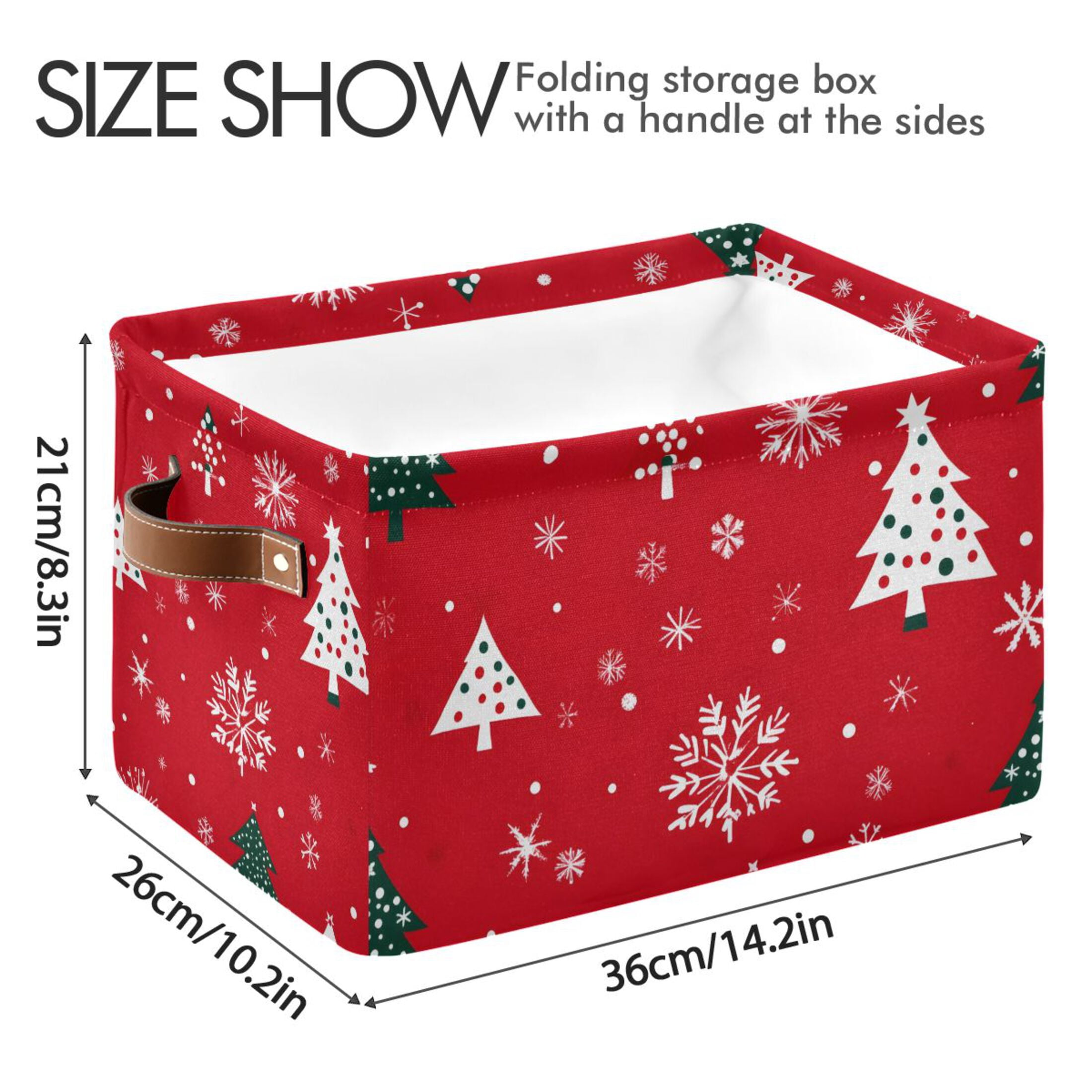Ryvnso Christmas Snowflake Trees Storage Basket Large Bin Foldable Boxes Toys Organizer 14.2x10.2x8.3in 2 PCs