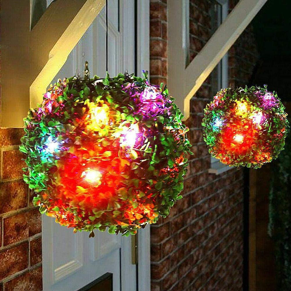 Colorful Outdoor LED Solar Light Simulated Grass Ball Hanging Light Lamp Grass Ball Plant Chandelier Romantic Decorative Lights for Garden Park Cafe Bar Party Decor HEITIGN Hanging Light