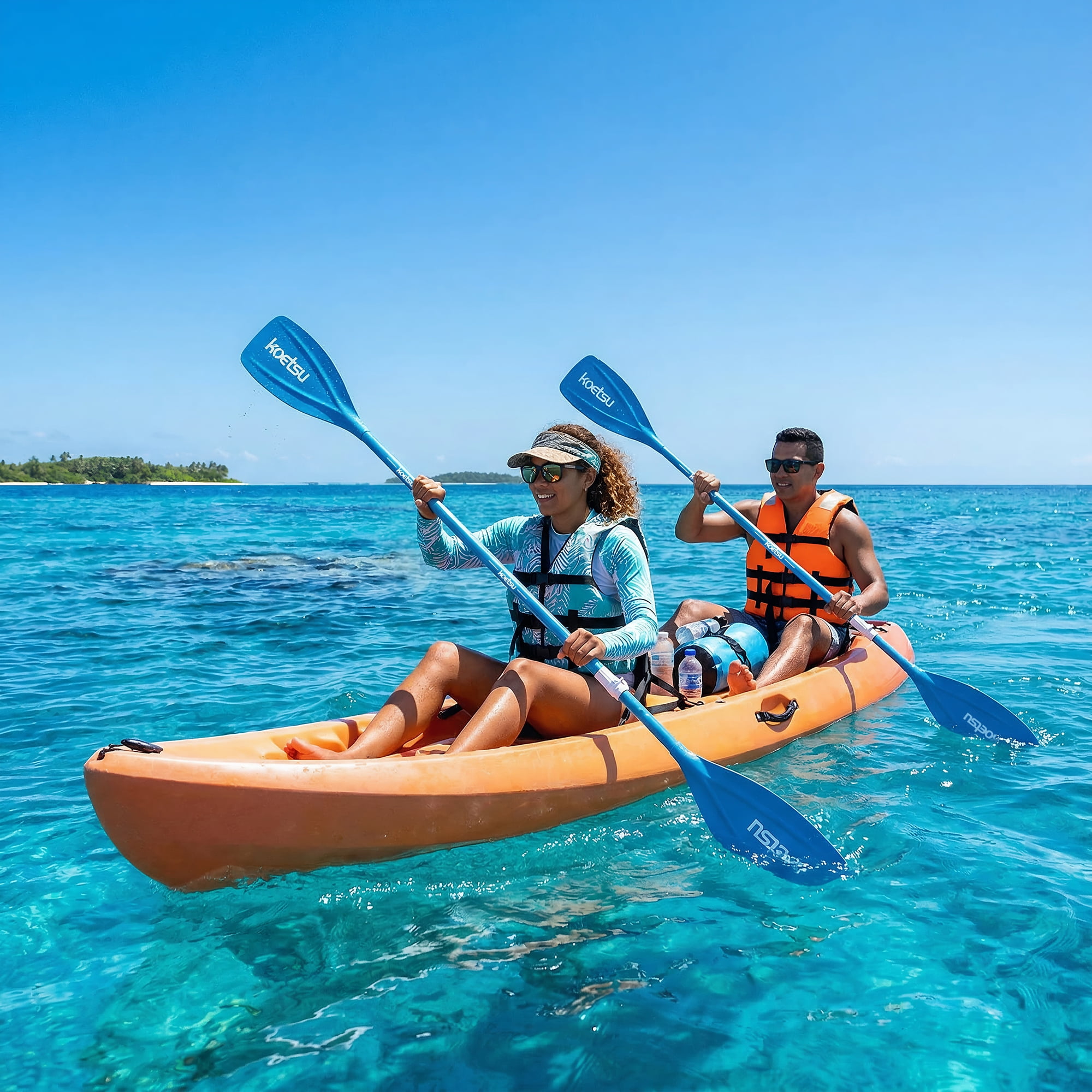 Kayak Paddle,KOETSU 2-in-1 Aluminum Alloy Boat Paddle Oars, Adjustable Canoe Board Paddles SUP Paddle Detachable 4 Piece, 85in,Blue