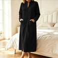 thumbnail image 6 of Qingpeng Womens Zip Up Long Robe Mock Neck Full Zip Sleepwear with Front Pockets Solid Color Warm Winter Lounge Gown, 6 of 6