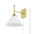 thumbnail image 4 of SAFAVIEH Velezia LED Gold Metal Wall Sconce with White Shade, 4 of 6