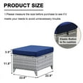 thumbnail image 7 of PARKWELL 2PCS Outdoor Wicker Ottoman Patio Rattan Furniture Footrest Seat Square Footstool w/Blue Cushion, 7 of 7
