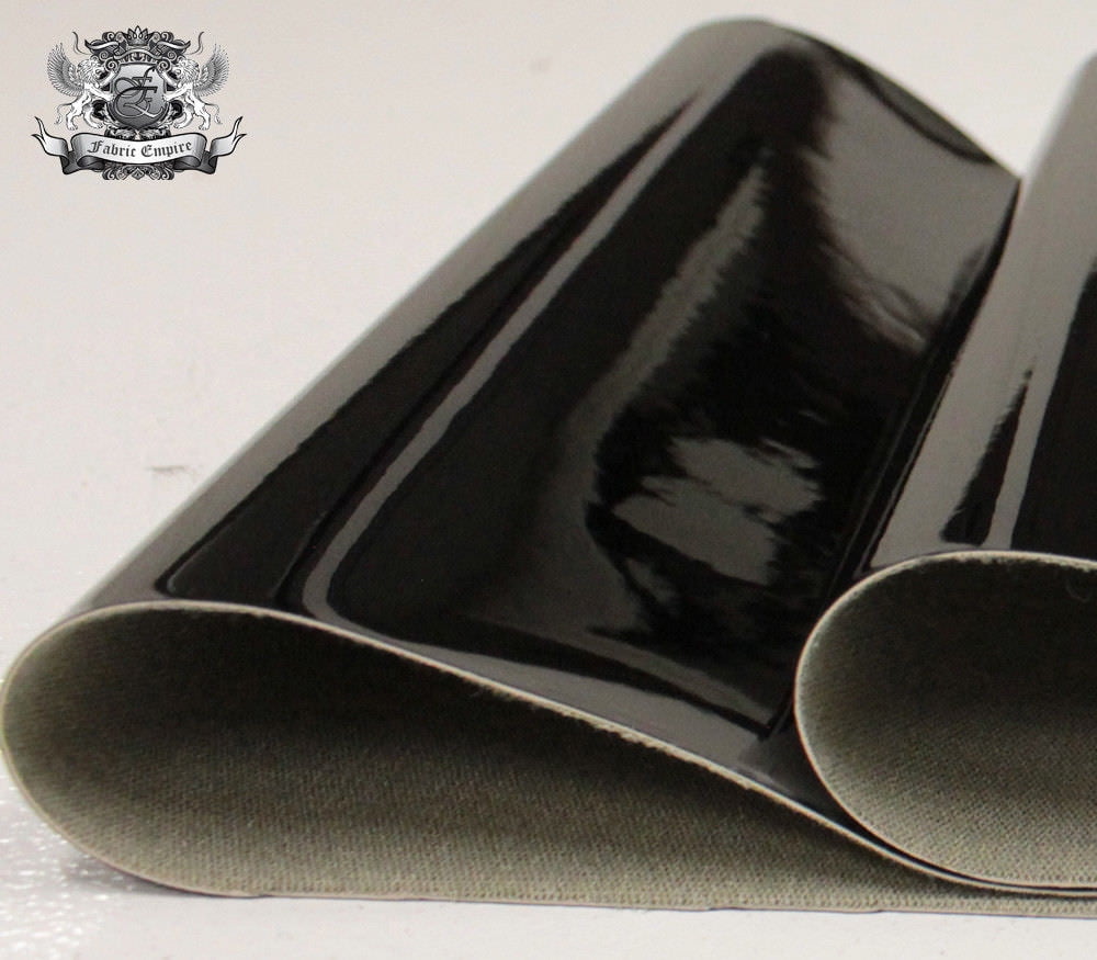 CHROME MIRROR Glossy Vinyl TPU Leatherettes Fabric Fake Leather 54" wide for Shoes Bags Clothing Upholstery Sewing Patchwork & Craft Applique (Sold by the Yard) - Black