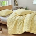 thumbnail image 6 of Yellow Gingham Twin Quilt Set, Soft Pre-Washed Microfiber Plaid Twin Bedspread, Lightweight Checked Summer Quilt, Grid Bedding Coverlets for All Seasons (Includes 1 Quilt, 1 Pillow Sham), 6 of 7