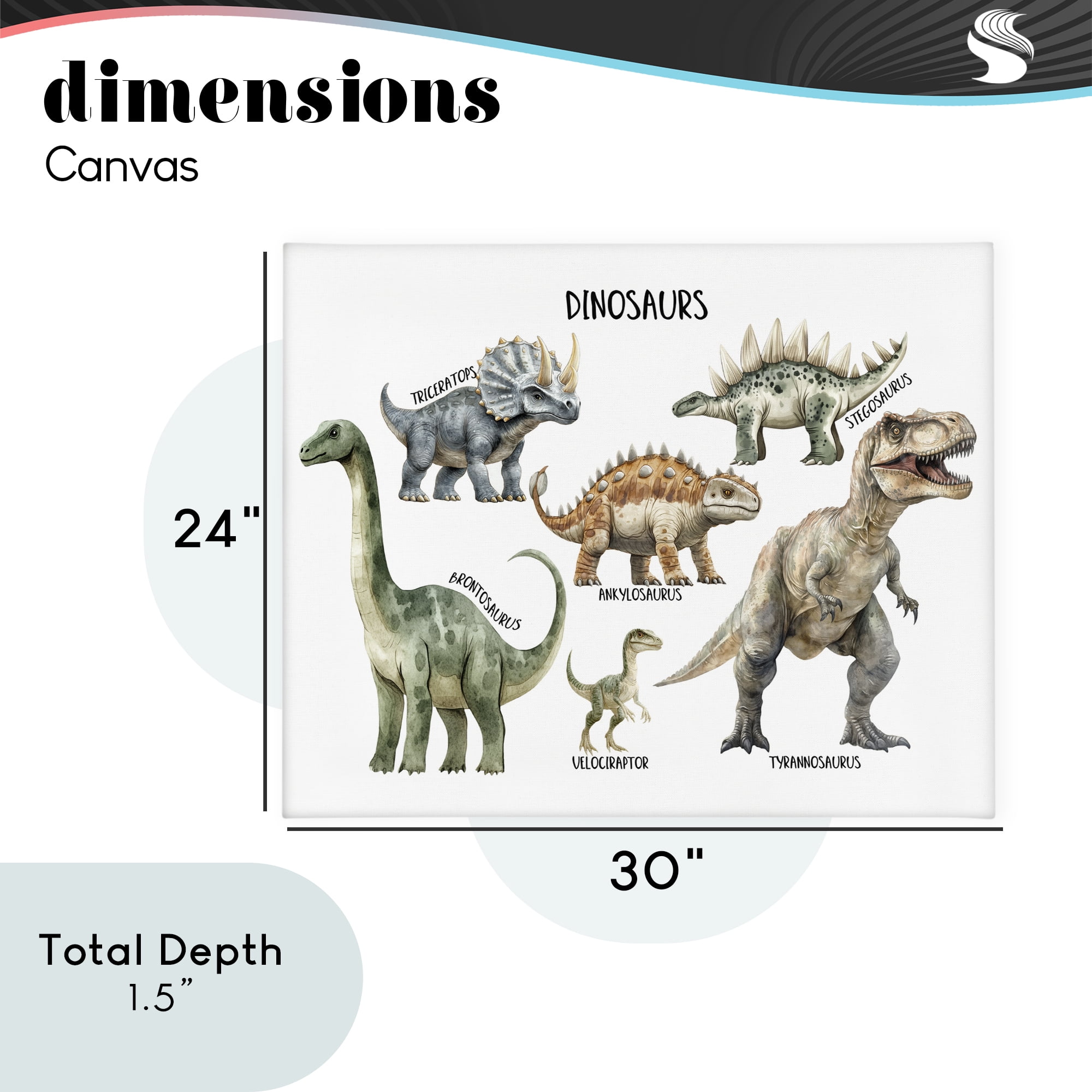 Stupell Industries Meet The Dinosaurs Canvas Wall Art, design by Christine Simpson Art
