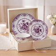 thumbnail image 4 of Vesteel 12 Pieces Bowls and Plates Set, Floral Ceramic Dinnerware Set for 4, Porcelain Tableware Dishes Set for Kitchen, Dining, Microwave & Dishwasher Safe, Vintage Purple, 4 of 10