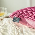 thumbnail image 3 of Phantoscope Quilted Velvet Braid Textured Pleated Decorative Throw Pillow, 20" X 20", Pink, 2 Pack, 3 of 6