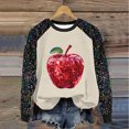 thumbnail image 2 of Pisexur Sweatshirts de Noël pour Femmes Mode Vacances Imprimé Graphique Pomme Rouge Pull Décontracté Manches Longues Col Rond Chandails en Molleton Amples Confortables Automne pour Femmes, 2 of 3