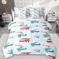 thumbnail image 1 of Manfei Colorful Cartoon Airplane 7pcs Bedding Comforter Set,Multicolor Aircraft Theme Queen Bedding Sets For Boys Kids,Reversible, 1 of 6