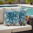 thumbnail image 4 of Blue Octopus Coastal Outdoor Waterproof Pillow Covers, Summer Beach Ocean Starfish Coral Decorative Square Throw Pillowcase Sofa Cushion Sham for Patio/Couch/Chair, 26"x26" 2 Pack, 4 of 8