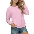 thumbnail image 2 of HUAXUN Oversized Girls Hoodies - Cute Drop Shoulder Sweatshirts with Pocket, Loose Fit Long Sleeve Pullover for Teen Girls, Casual Comfortable Top (Pink,3-14 Years), 2 of 5