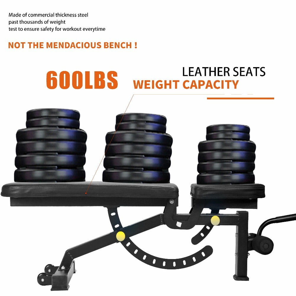 IVV Weight Bench, Adjustable Strength Training Bench for Full Body Workout with Fast Folding (Black, 500lbs Load)