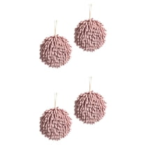 NOMADIC NOOK Soft Absorbent Fluffy Chenille Ball Hand Towels, Set of 4 Fuzzy Decorative Towel with Wall Hook for Bathroom Dark Pink 6" x 6"