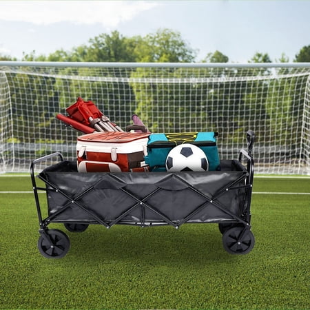 CoSoTower Heavy Duty Folding Portable Hand Cart with Removable Canopy, 8'' Wheels, Adjustable Handles and Double Fabric for Shopping, Picnic, Beach, Camping