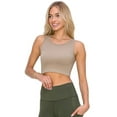 thumbnail image 2 of Women’s Ribbed Cropped Tank Top - High Neck -Camel, ML, 2 of 5