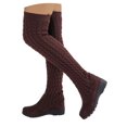 thumbnail image 3 of Winter Boots for Women Knit Flat Heel Mid Calf Knee High Booties Pull On 2025 Trendy Stretchy Round Toe Women Boots, 3 of 9