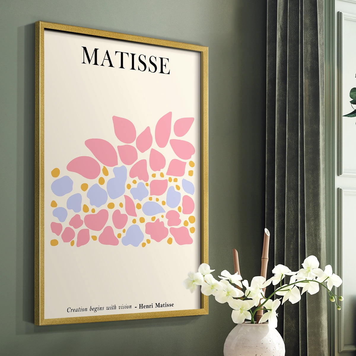 Matisse CDLXXXII in Gold Solid Wood Framed Print No Nail Hanging