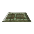thumbnail image 2 of Ahgly Company Machine Washable Indoor Square Southwestern Turquoise Blue Country Area Rugs, 3' Square, 2 of 4